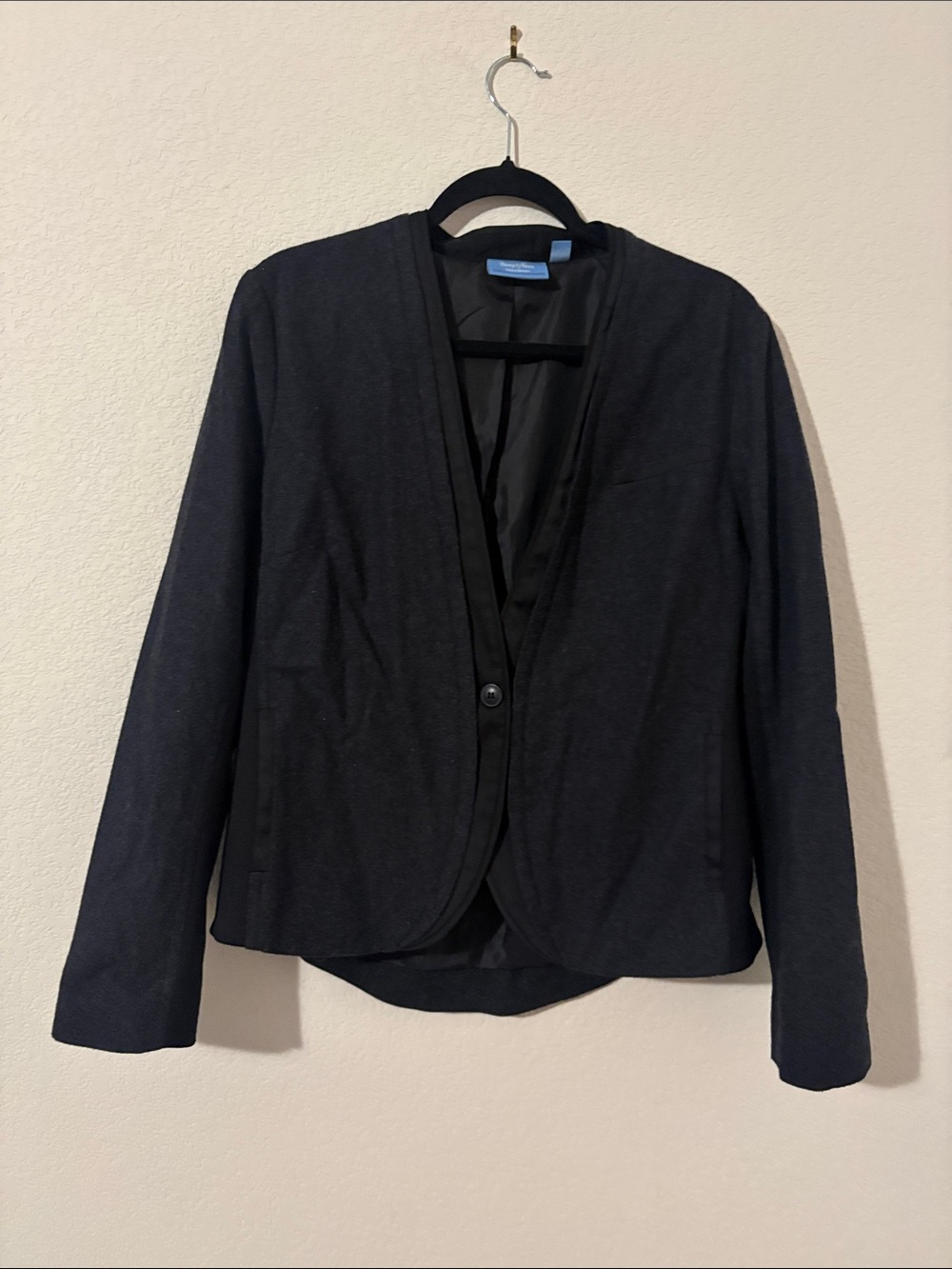 Simply Vera Vera Wang Women's Black Single-Button Open Blazer